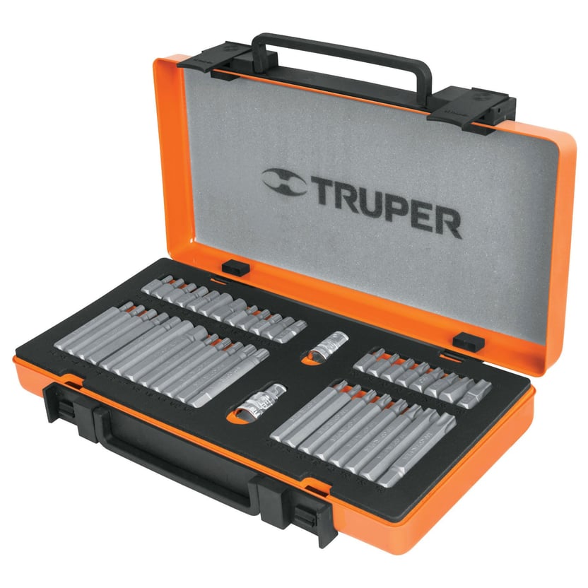 Juego de Puntas 42 Piezas Spline Bristol y Torx Truper en Estuche Metálico