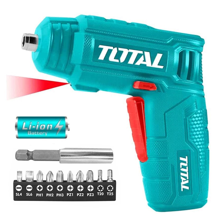 Atornillador Inalámbrico 4 V + 11 Accesorios Industrial Total