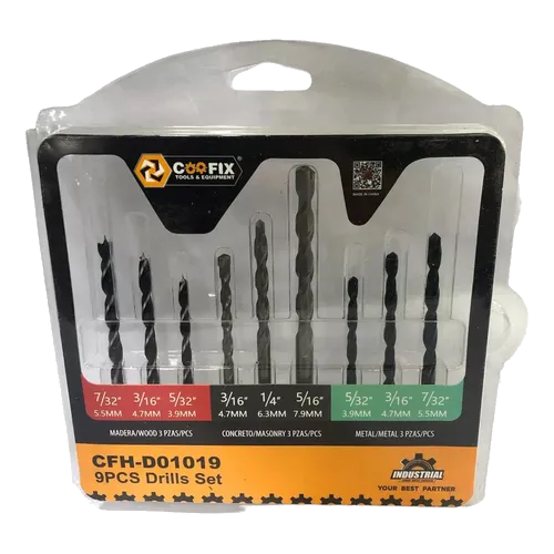 Juego De 9 Brocas Para Acero Rápido, Concreto Y Madera, Coofix CFH-D01019 Coofix