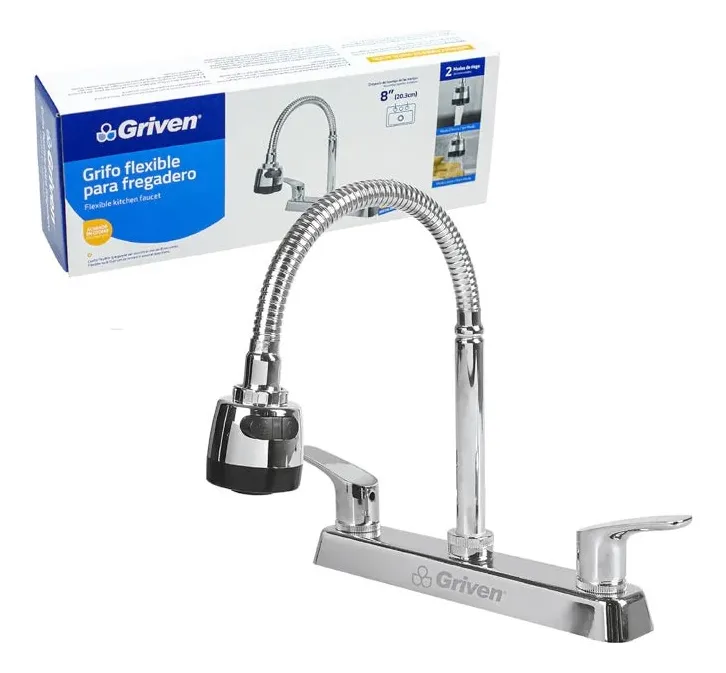 Mezclador Para Lavaplatos Flexible Con Ahorrador Griven Color Plateado