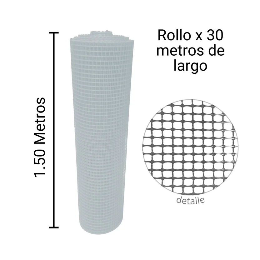 Malla Plástica Multiusos 7mmx7mm H150cm Rollo 30 m Blanca Laferretteri