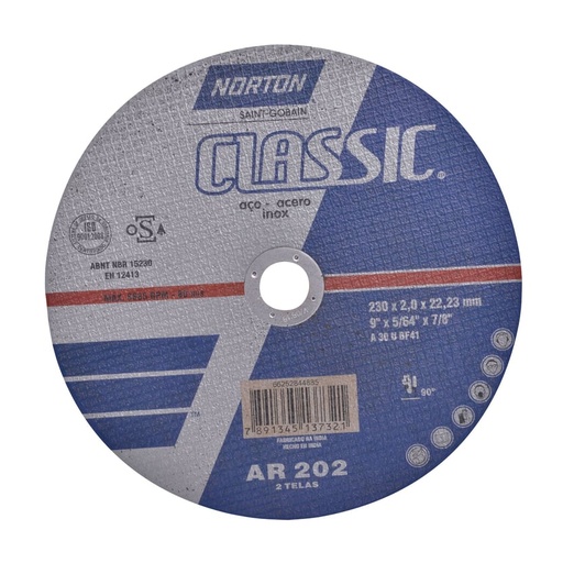 Disco Abrasivo Corte Metal Aceros 9pgx2mm Nort 66252844885 Norton