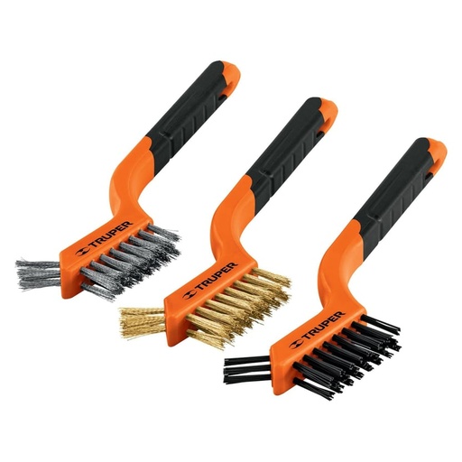 Juego de Minicepillos de Alambre de Acero Latón y Nylon 3 Piezas Truper