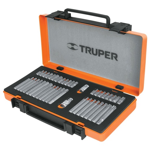 Juego de Puntas 42 Piezas Spline Bristol y Torx Truper en Estuche Metálico
