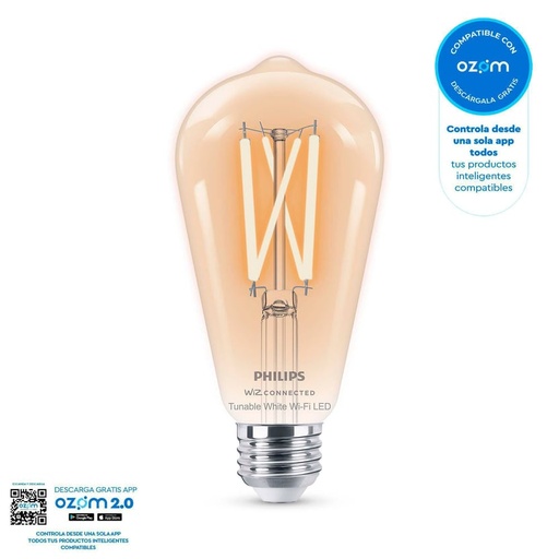Bombillo Philips Led St19 Tipo Vintage Inteligente Wi-Fi Luz Fria Y Calida By Wiz