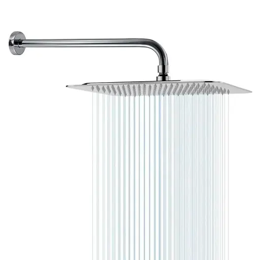 Regadera Ducha Acero Inox.Cuadrada 25Cm+Tubo