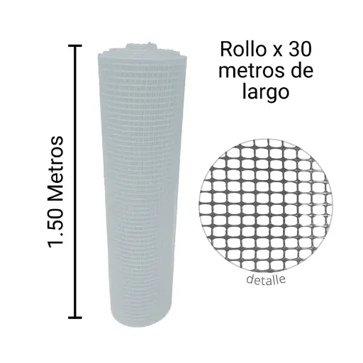 Malla Plástica Multiusos 7mmx7mm H150cm Rollo 30 m Blanca Laferretteri